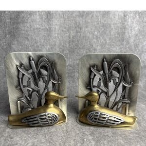 Artistic Pewter and Brass Duck Bookends